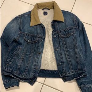 Boys button up jean jacket lined with faux fur